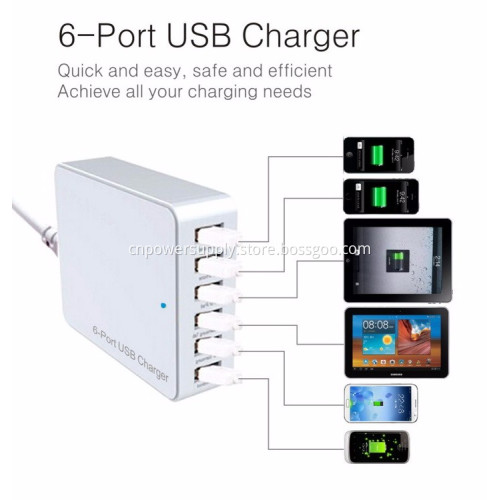 6 Port USB Charger Travel Adapter